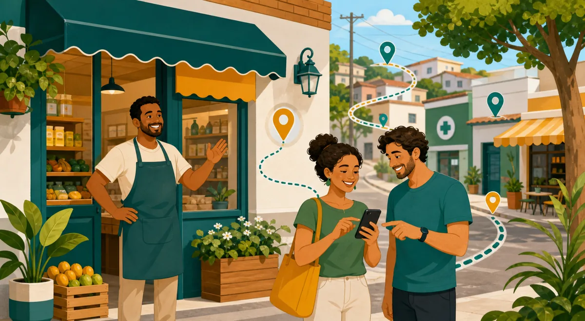 Comércio local conectado às rotas da comunidade